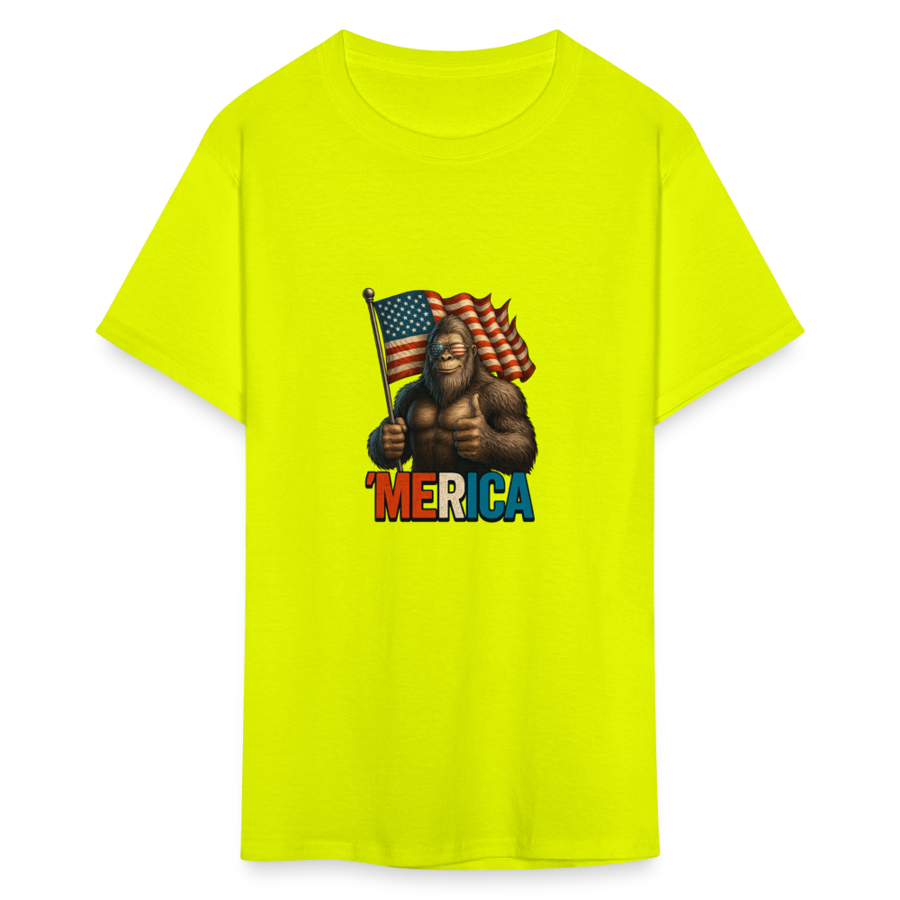 Thumbs Up Merica Big Foot 4th of July Funny and Patriotic Unisex Classic T-Shirt - safety green