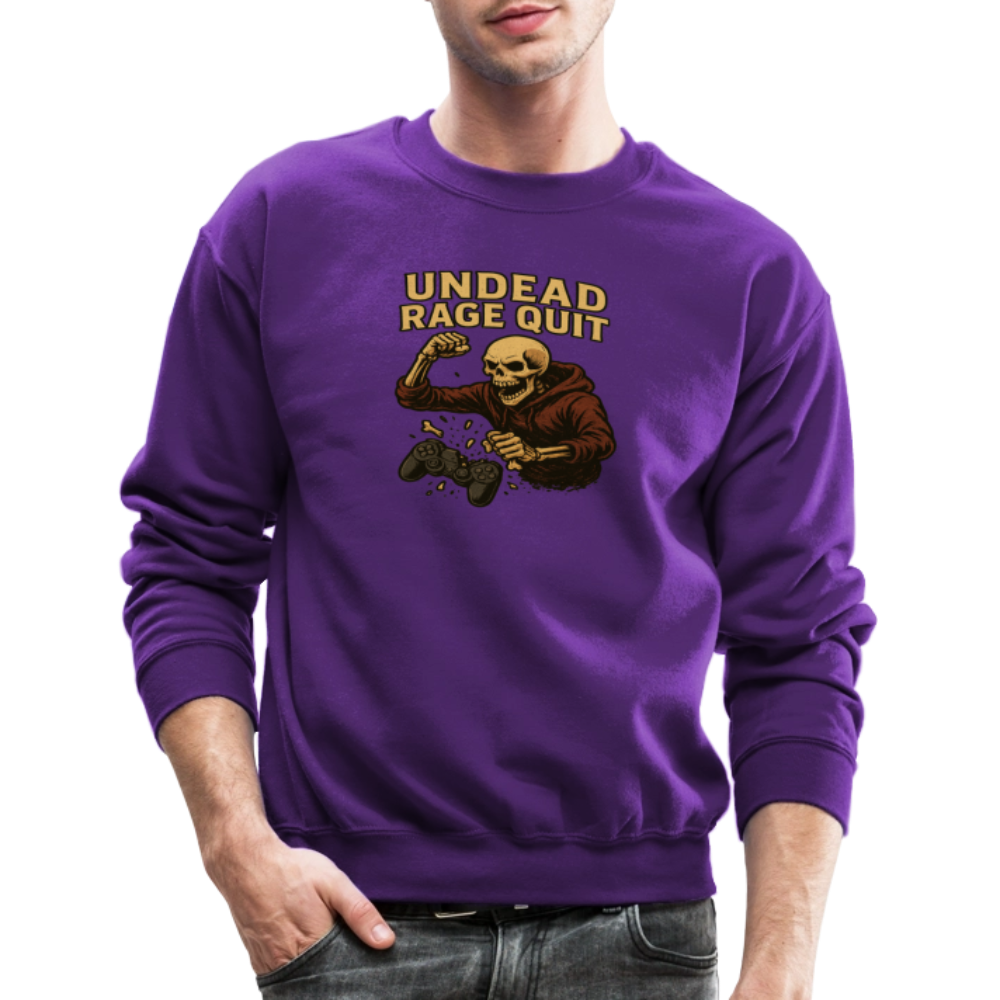 Undead Rage Quit Gamer Meme Crewneck Sweatshirt - purple