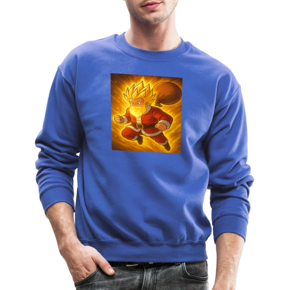 Super Powered Santa Anime Meme Crewneck Sweatshirt - royal blue