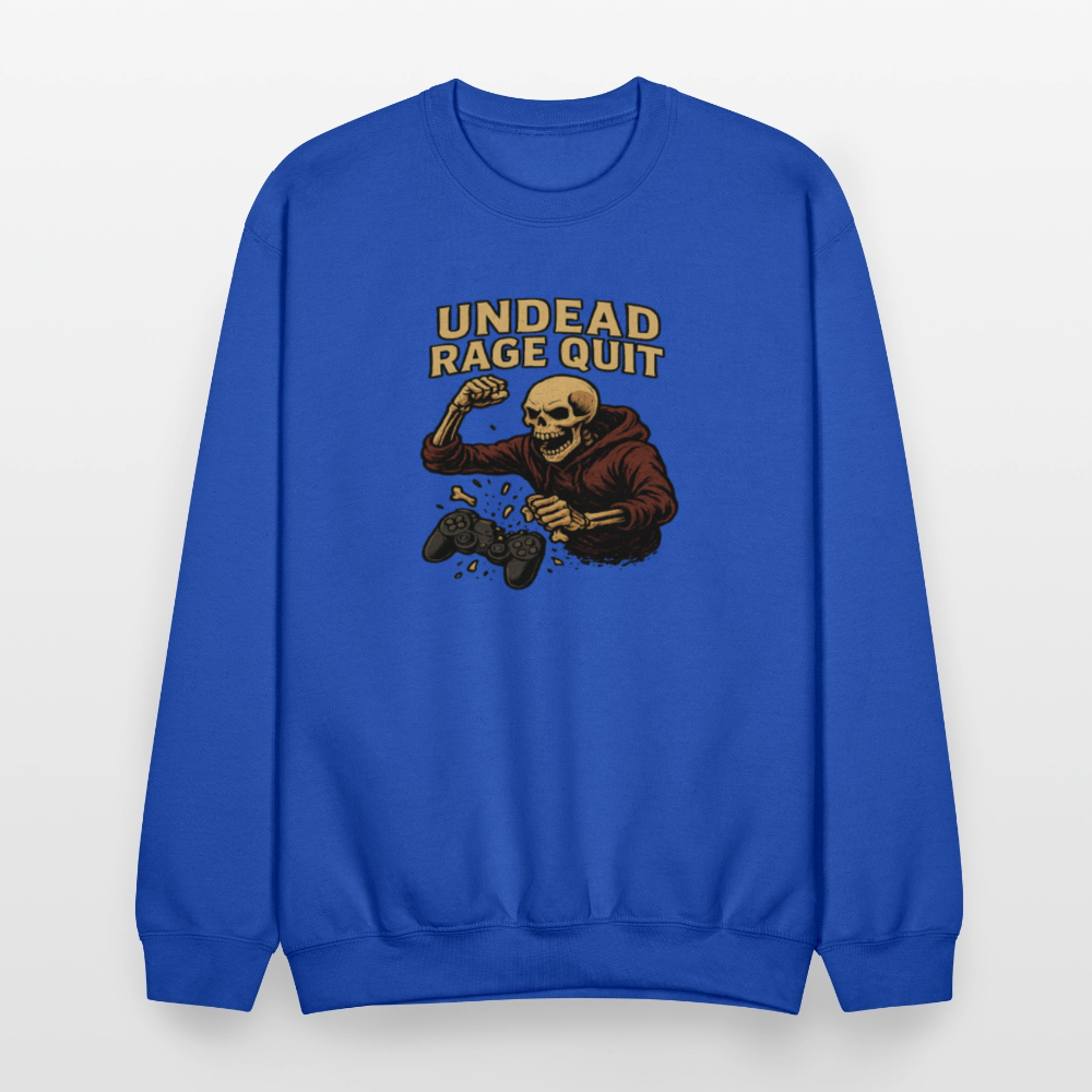 Undead Rage Quit Gamer Meme Crewneck Sweatshirt - royal blue