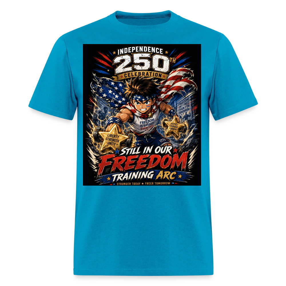 Patriotic T Shirt for July 4th Fans: Anime Hero Graphic - turquoise
