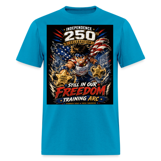 Patriotic T Shirt for July 4th Fans: Anime Hero Graphic - turquoise