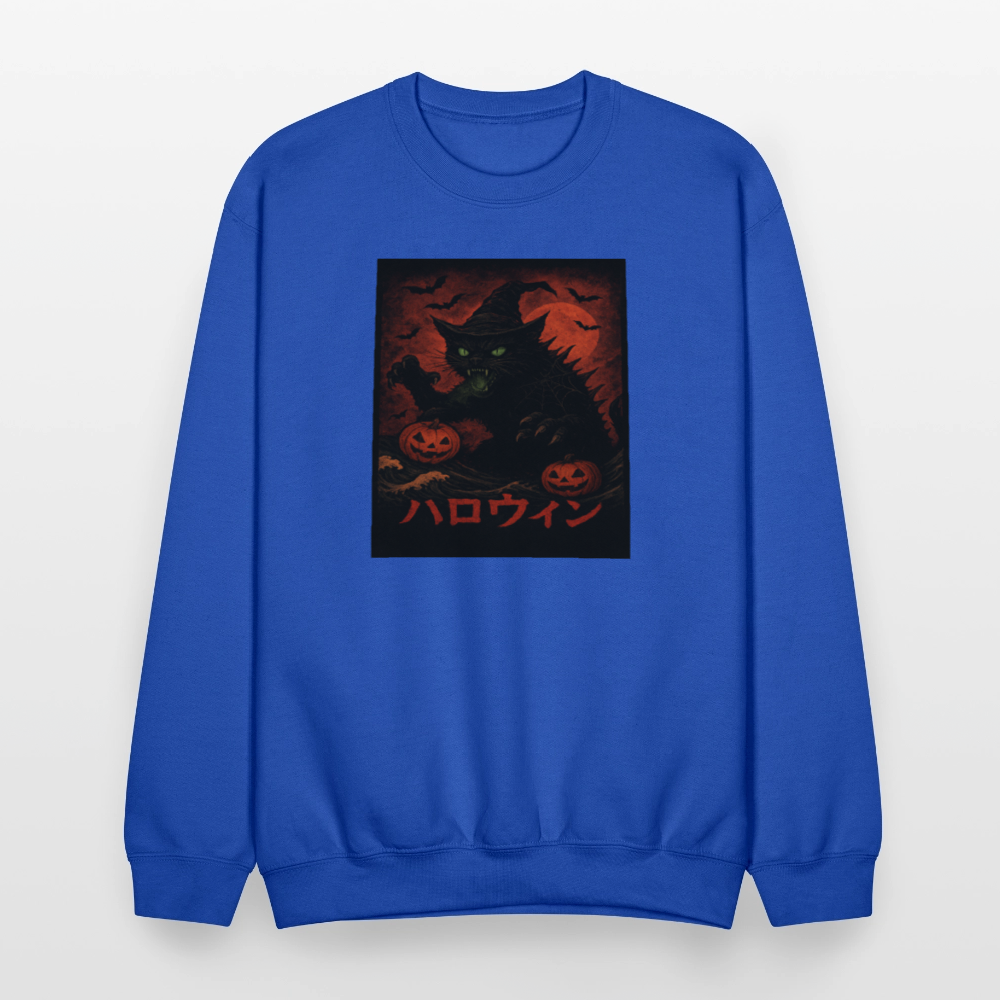 Scary Catzilla Halloween Dark Design Crewneck Sweatshirt - royal blue