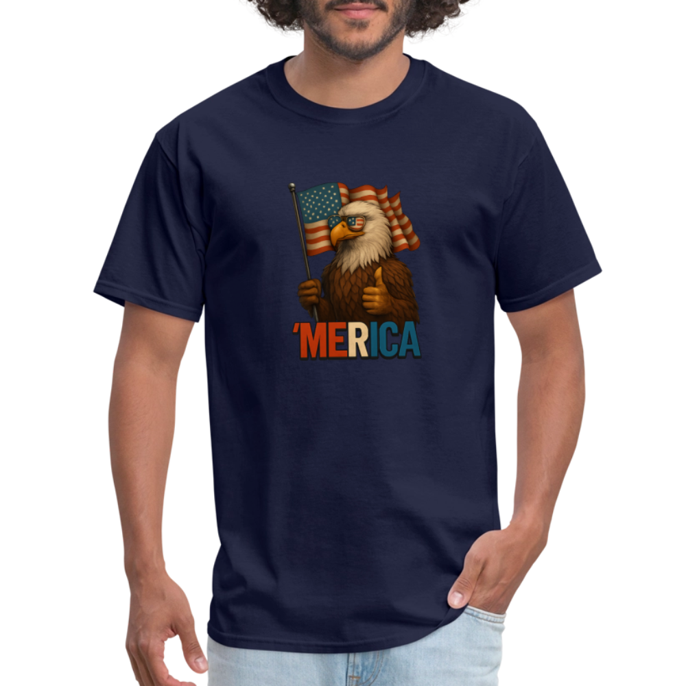 Thumbs Up Merica Eagle 4th of July Funny and Patriotic Unisex Classic T-Shirt - navy
