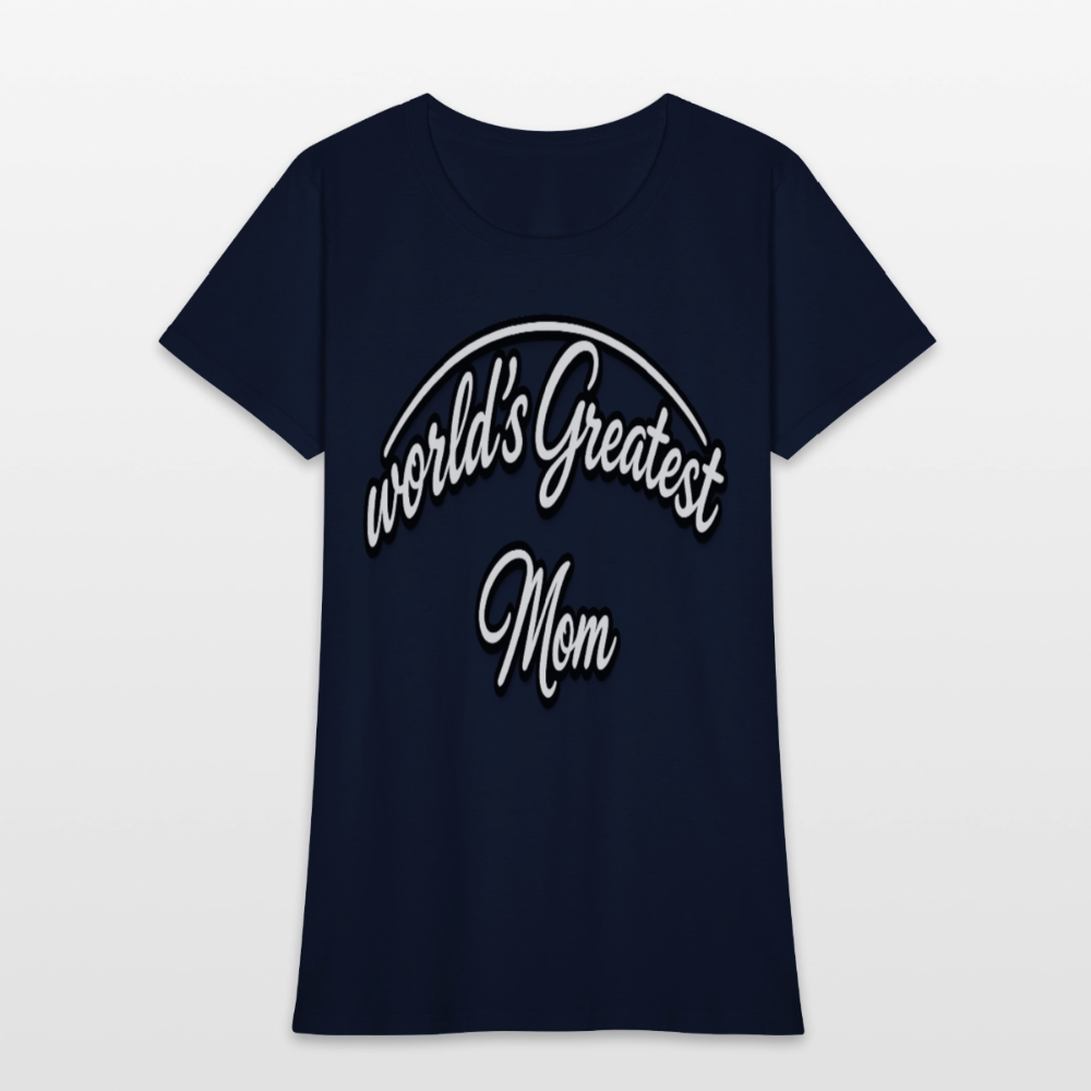 World's Greatest Mom Script Quote Women's T-Shirt - navy