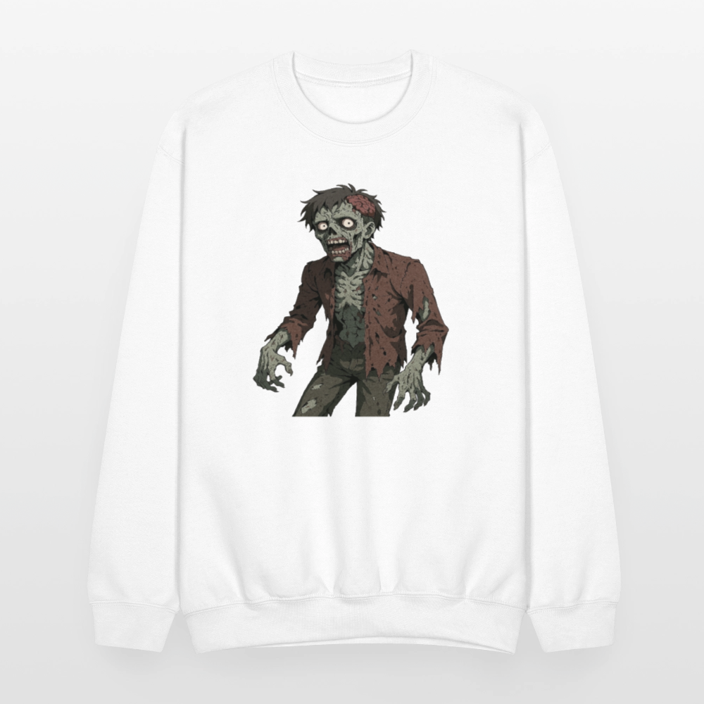 Creepy Zombie Horror Art Crewneck Sweatshirt - white