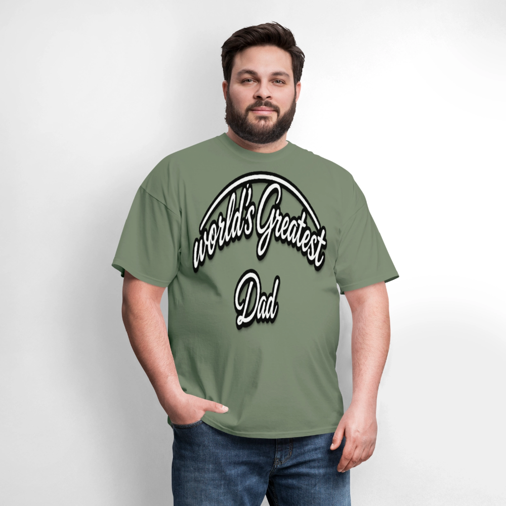 Dad Appreciation T Shirt: Worlds Greatest Dad Script - military green