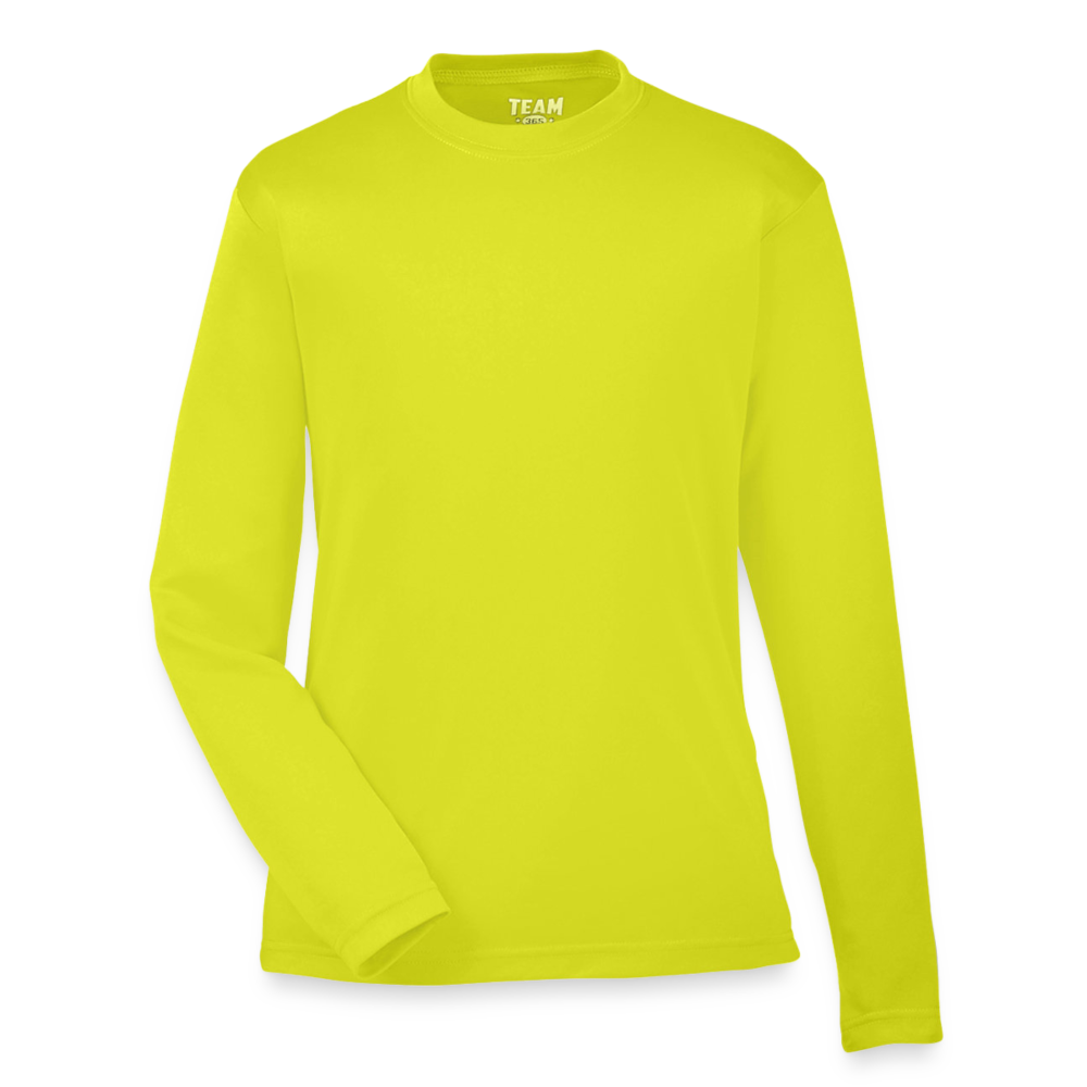 Customizable Youth Zone Performance Long-Sleeve T-Shirt ADD YOUR OWN PHOTO, IMAGES, DESIGNS, QUOTES AND MORE - safety yellow