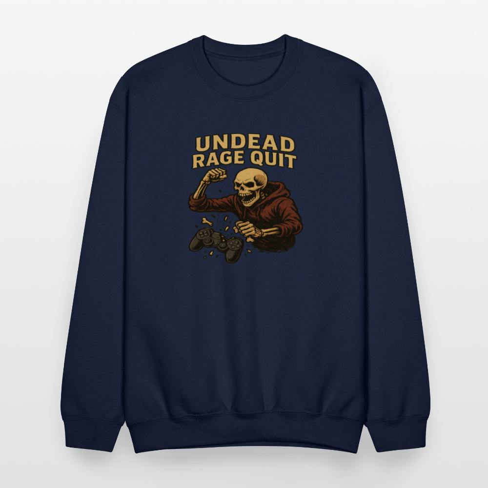 Undead Rage Quit Gamer Meme Crewneck Sweatshirt - navy