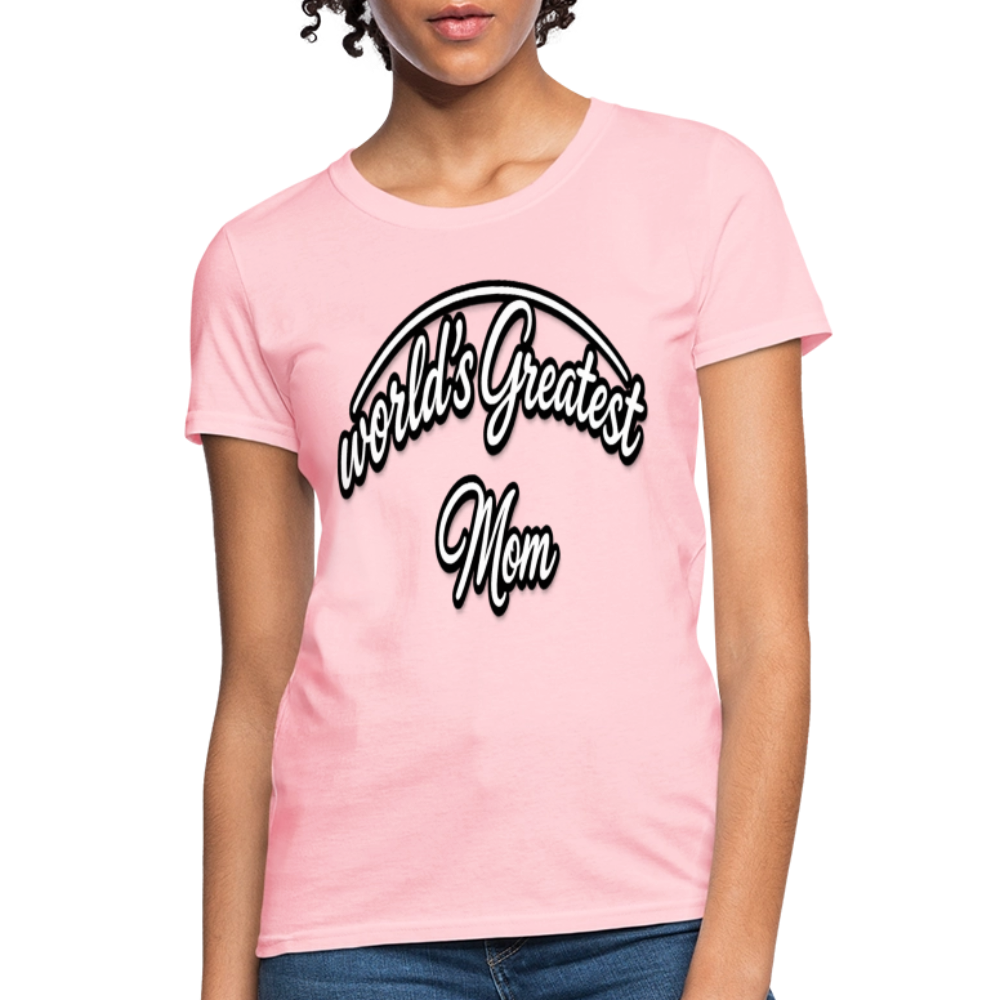 World's Greatest Mom Script Quote Women's T-Shirt - pink