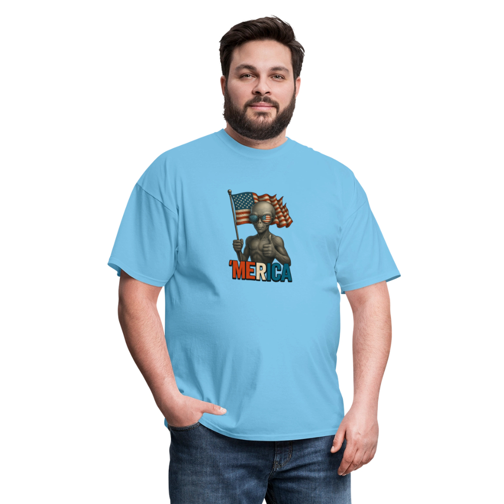 Thumbs Up Merica Alien 4th of July Funny and Patriotic Unisex Classic T-Shirt - aquatic blue