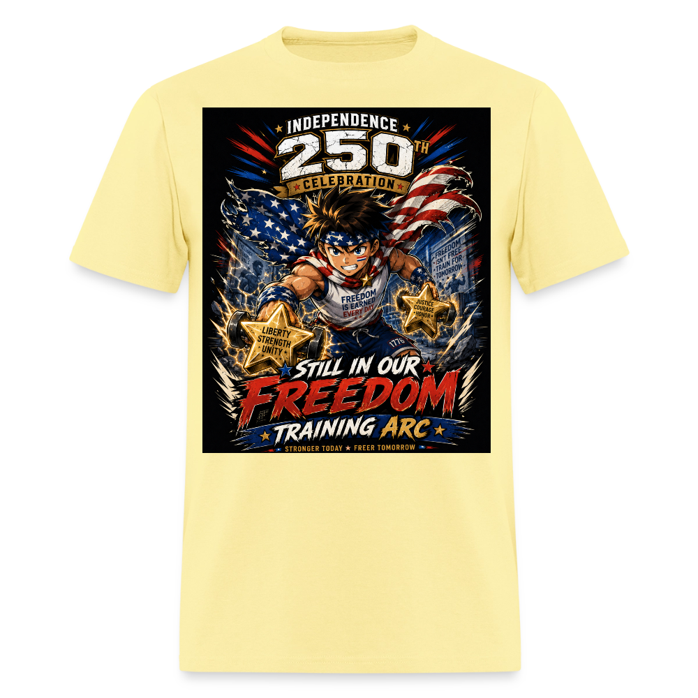 Patriotic T Shirt for July 4th Fans: Anime Hero Graphic - cornsilk
