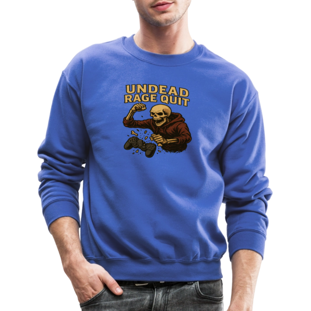 Undead Rage Quit Gamer Meme Crewneck Sweatshirt - royal blue