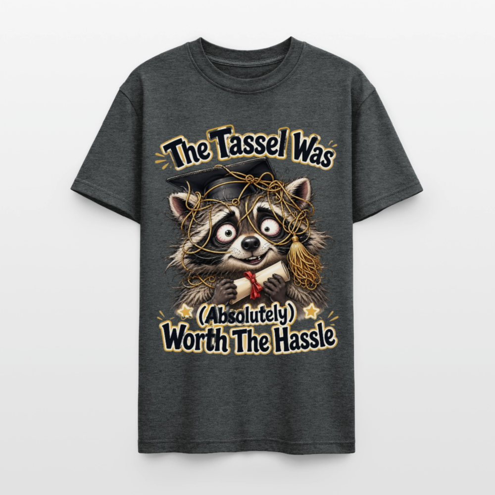 Funny Raccoon Graduation Design, Tassel Worth the Hassle Graduate Gift, Cute Animal Commencement Humor for Seniors & Students Gildan Ultra Cotton Adult T-Shirt - deep heather