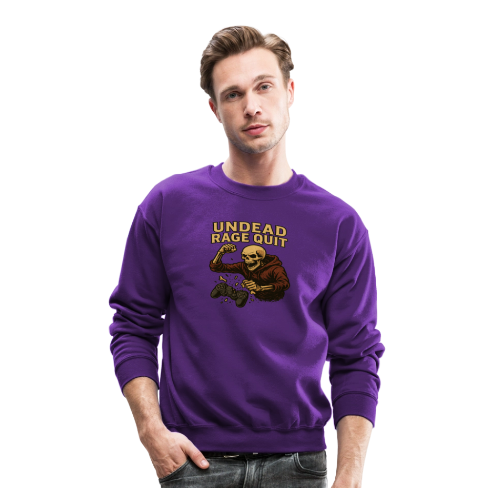 Undead Rage Quit Gamer Meme Crewneck Sweatshirt - purple