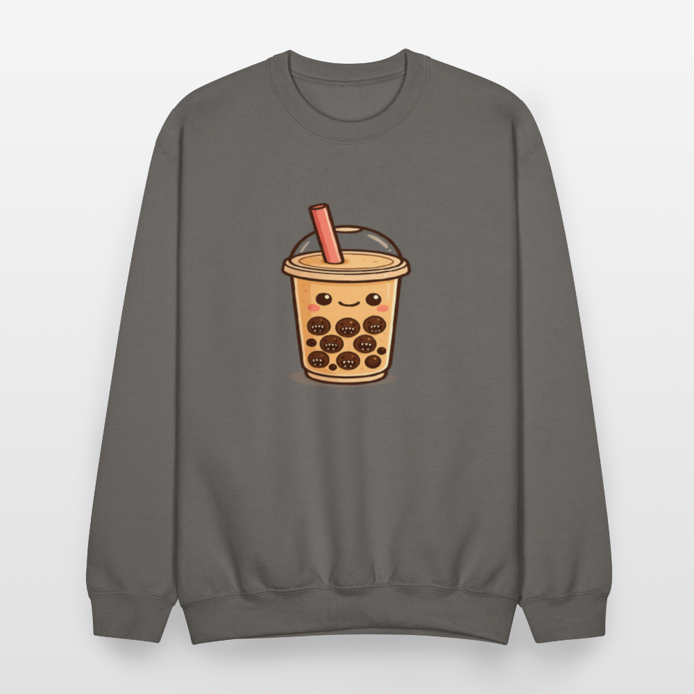 Kawaii Bubble Tea Monster Meme Crewneck Sweatshirt - asphalt gray