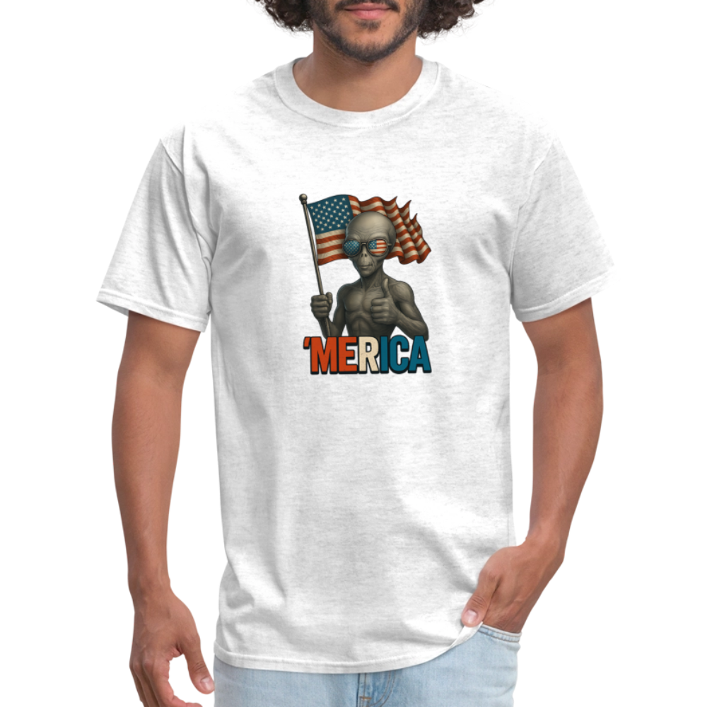 Thumbs Up Merica Alien 4th of July Funny and Patriotic Unisex Classic T-Shirt - light heather gray