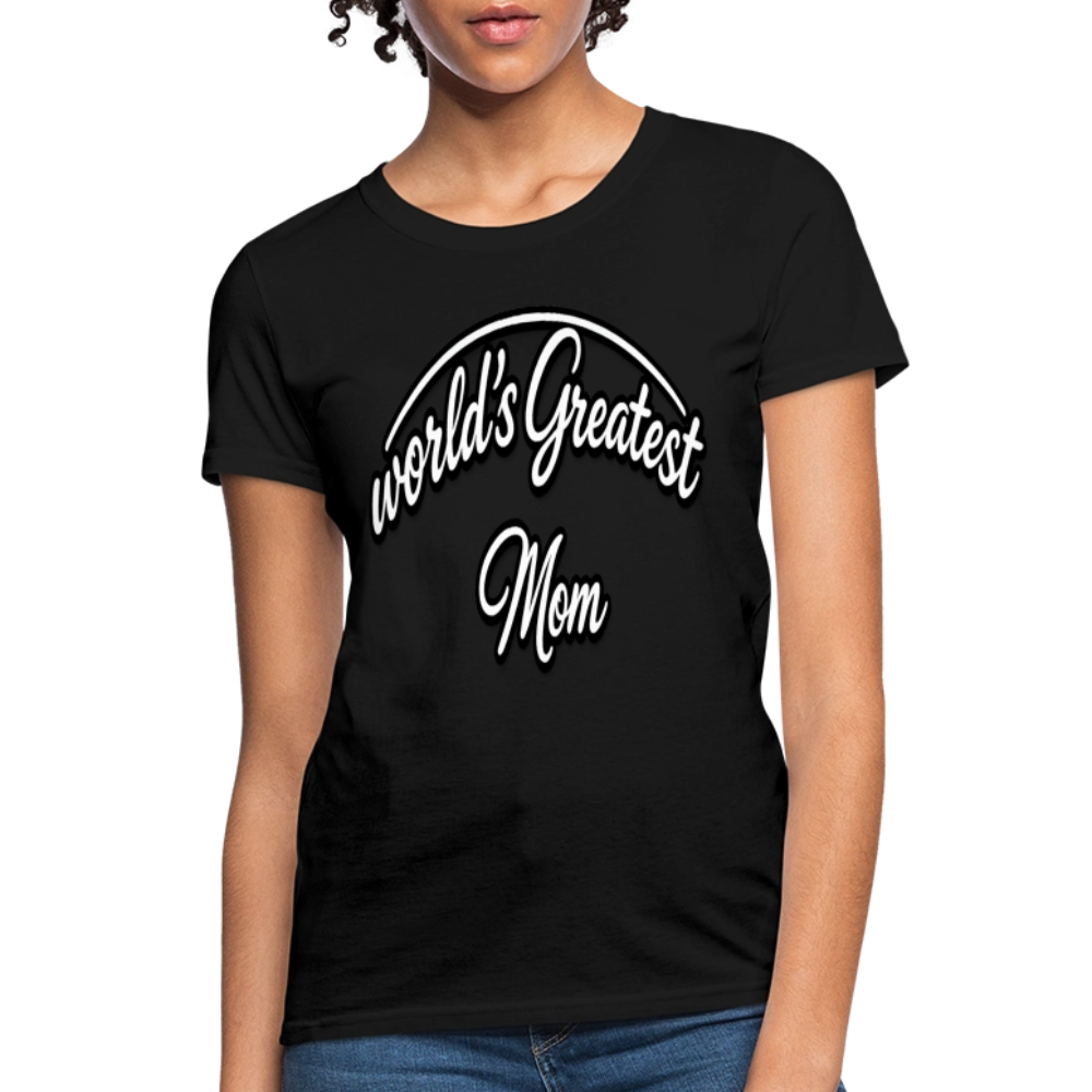 World's Greatest Mom Script Quote Women's T-Shirt - black