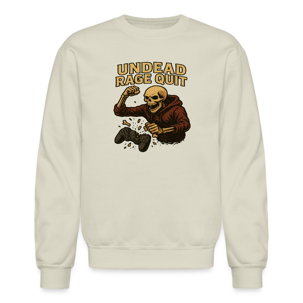 Undead Rage Quit Gamer Meme Crewneck Sweatshirt - Sand