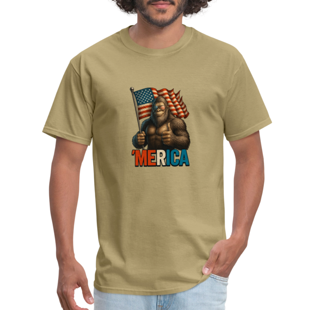 Thumbs Up Merica Big Foot 4th of July Funny and Patriotic Unisex Classic T-Shirt - khaki