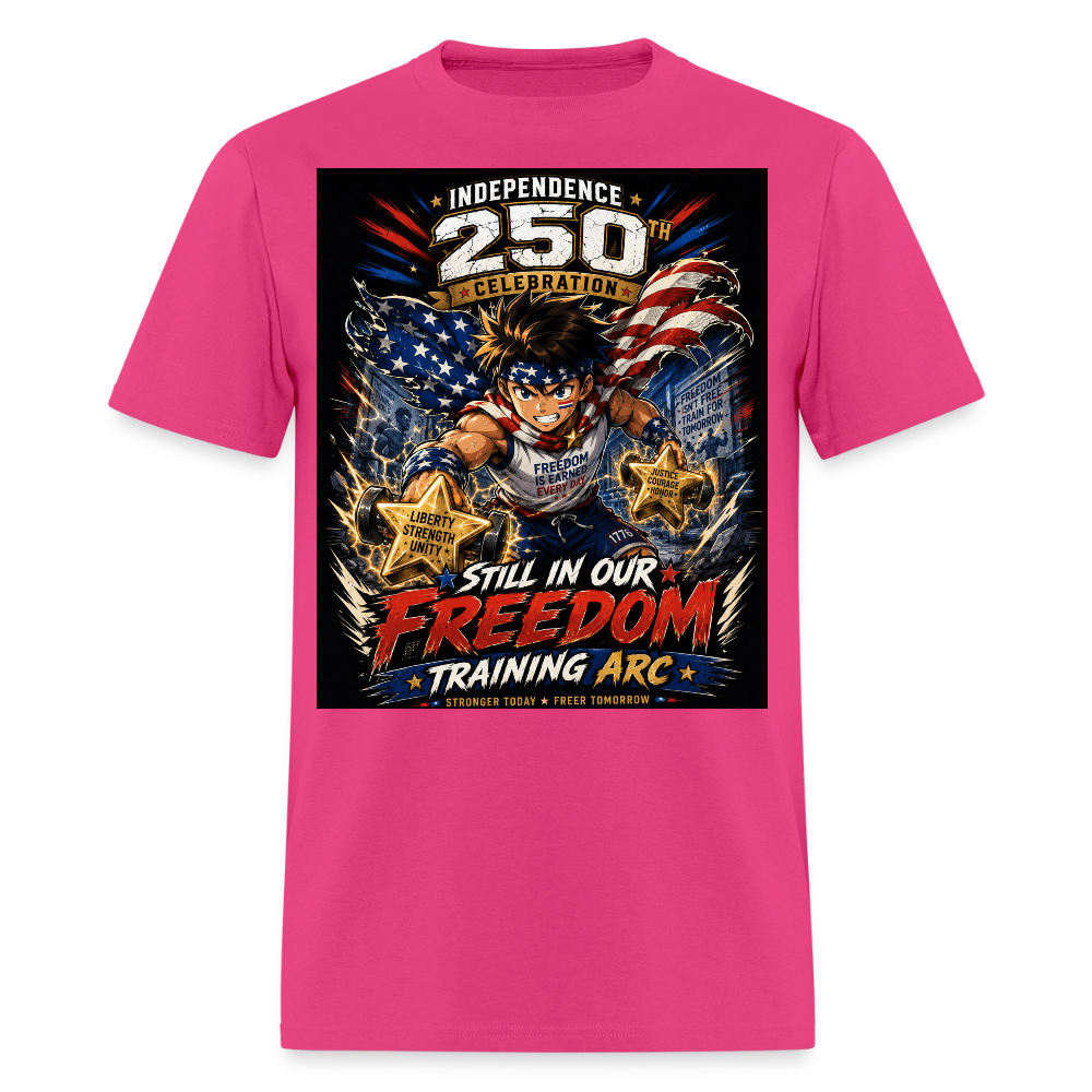 Patriotic T Shirt for July 4th Fans: Anime Hero Graphic - fuchsia