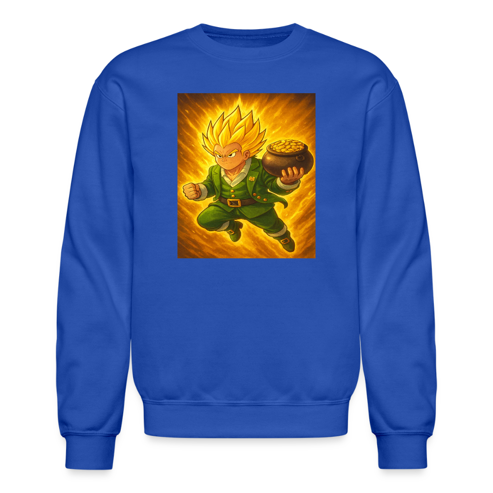 Leprechaun Anime Power Up Warrior Crewneck Sweatshirt - royal blue