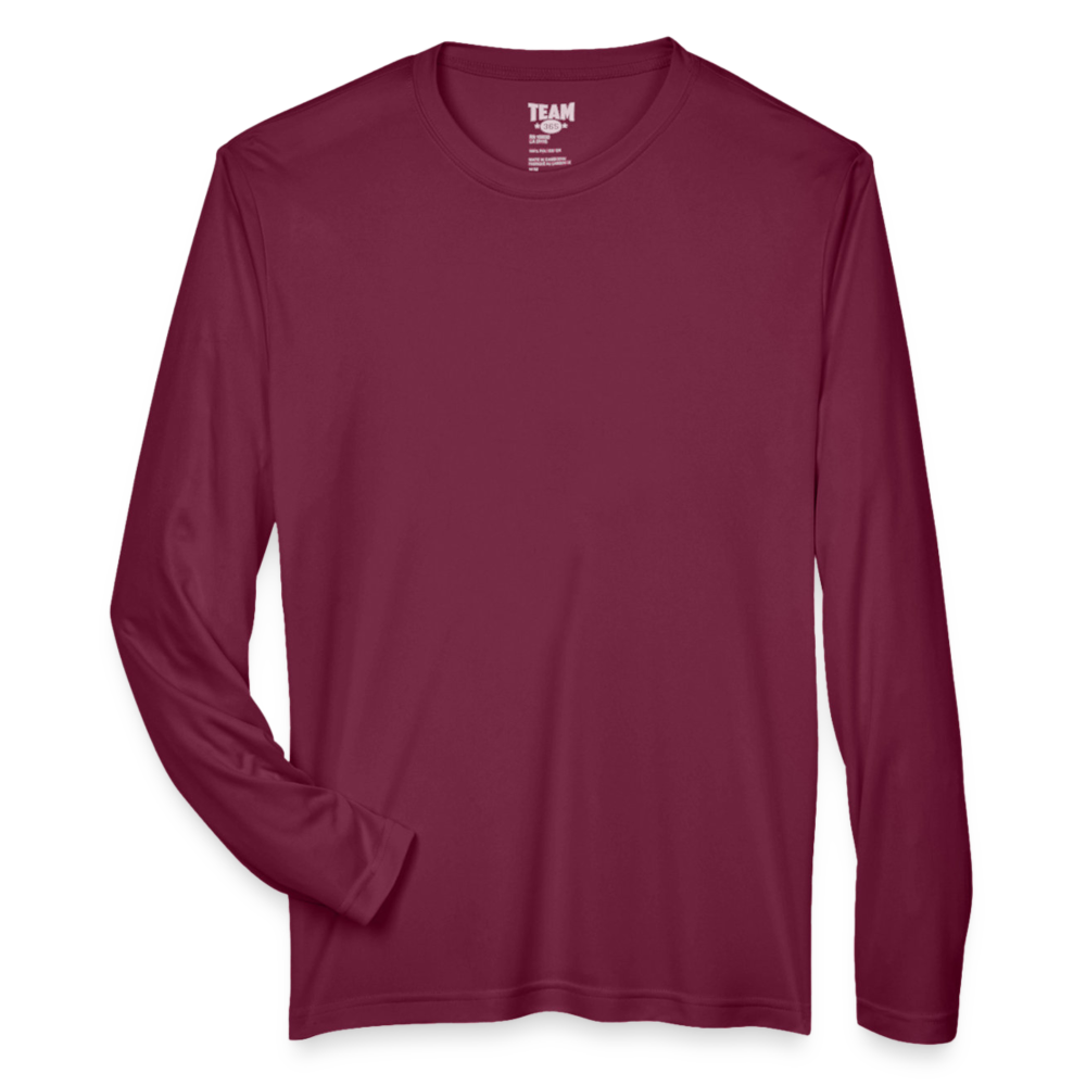 Customizable Men's Zone Performance Long-Sleeve T-Shirt ADD YOUR OWN PHOTO, IMAGES, DESIGNS, QUOTES AND MORE - maroon 