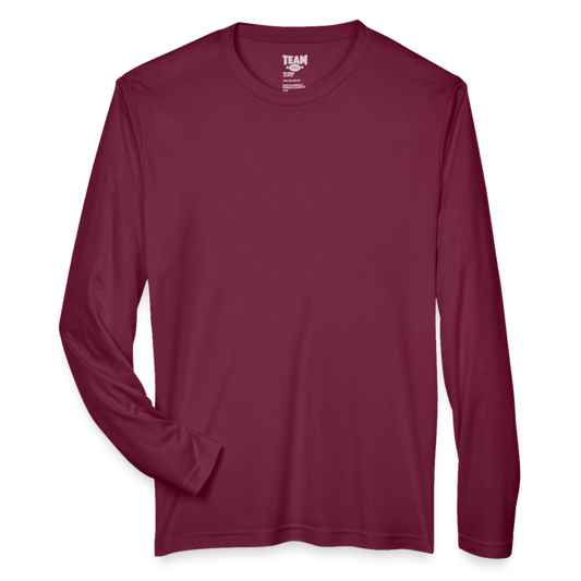 Customizable Men's Zone Performance Long-Sleeve T-Shirt ADD YOUR OWN PHOTO, IMAGES, DESIGNS, QUOTES AND MORE - maroon 