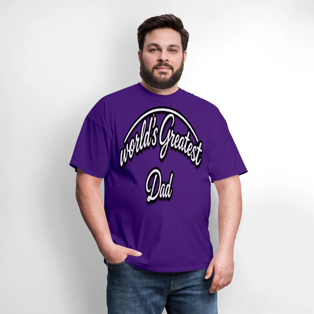 Dad Appreciation T Shirt: Worlds Greatest Dad Script - purple
