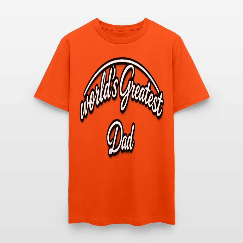 Dad Appreciation T Shirt: Worlds Greatest Dad Script - orange