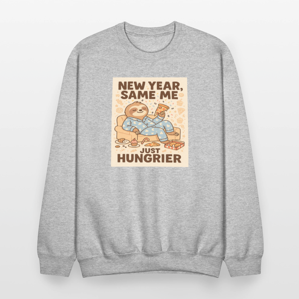 New Year Same Me Just Hungrier Sloth Crewneck Sweatshirt - heather gray