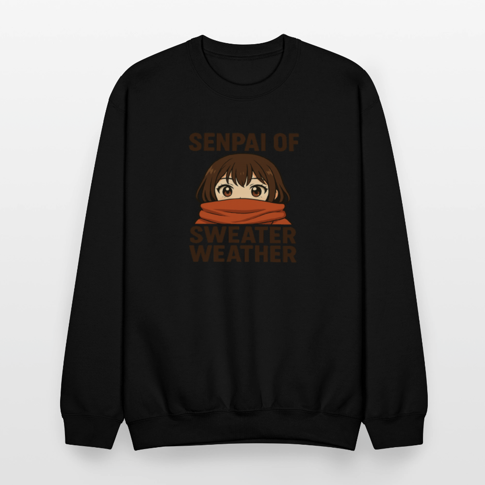 Senpai of Sweater Weather Anime Meme Crewneck Sweatshirt - black