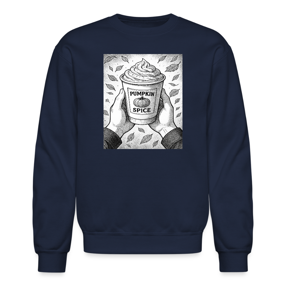 Pumpkin Spice Latte Season Design Crewneck Sweatshirt - navy