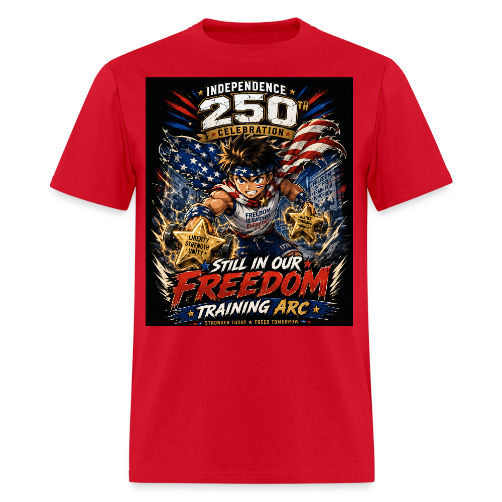 Patriotic T Shirt for July 4th Fans: Anime Hero Graphic - red