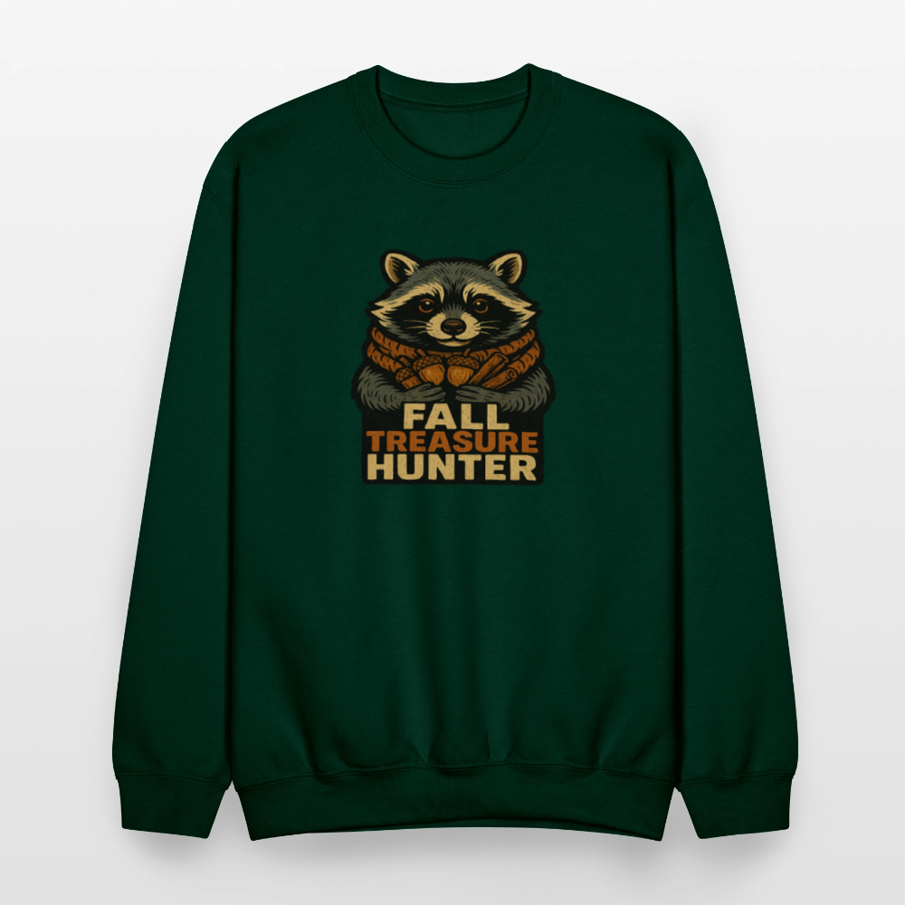 Raccoon Fall Treasure Hunter Crewneck Sweatshirt - forest green