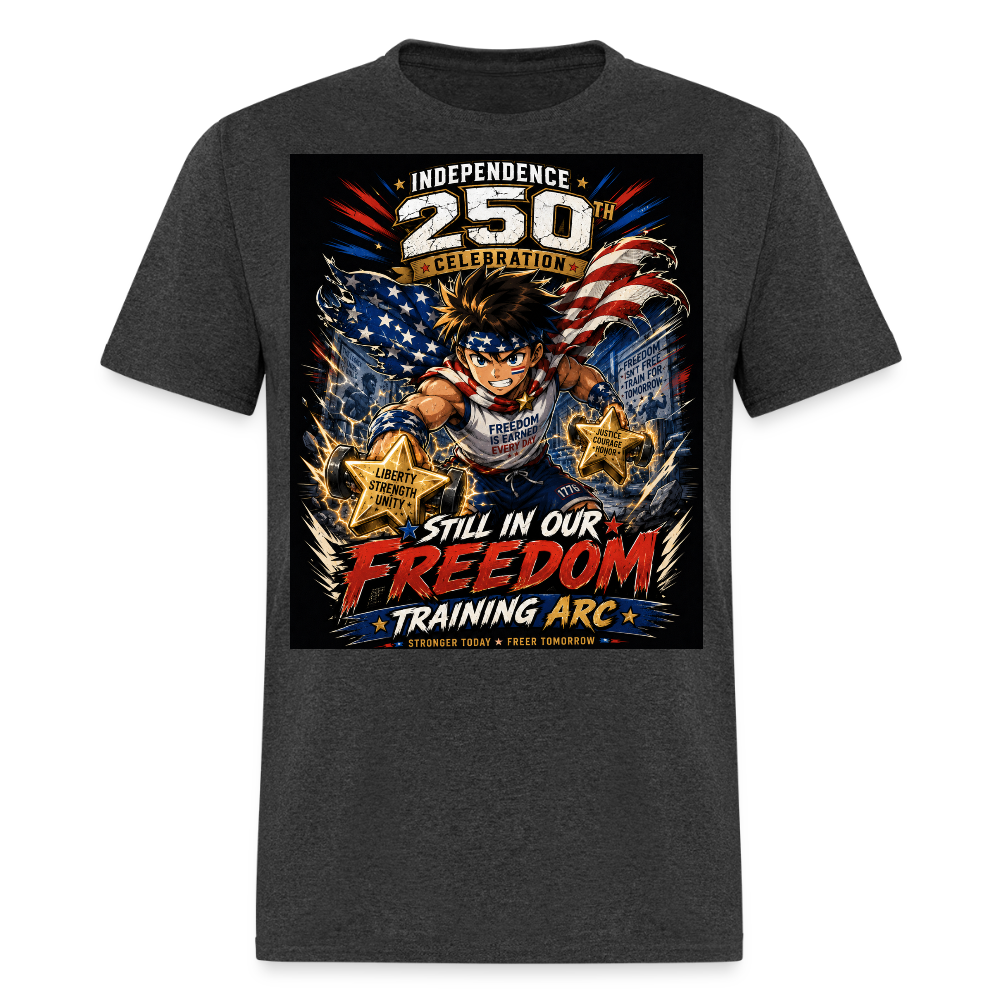 Patriotic T Shirt for July 4th Fans: Anime Hero Graphic - heather black