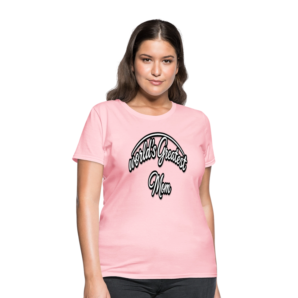 World's Greatest Mom Script Quote Women's T-Shirt - pink