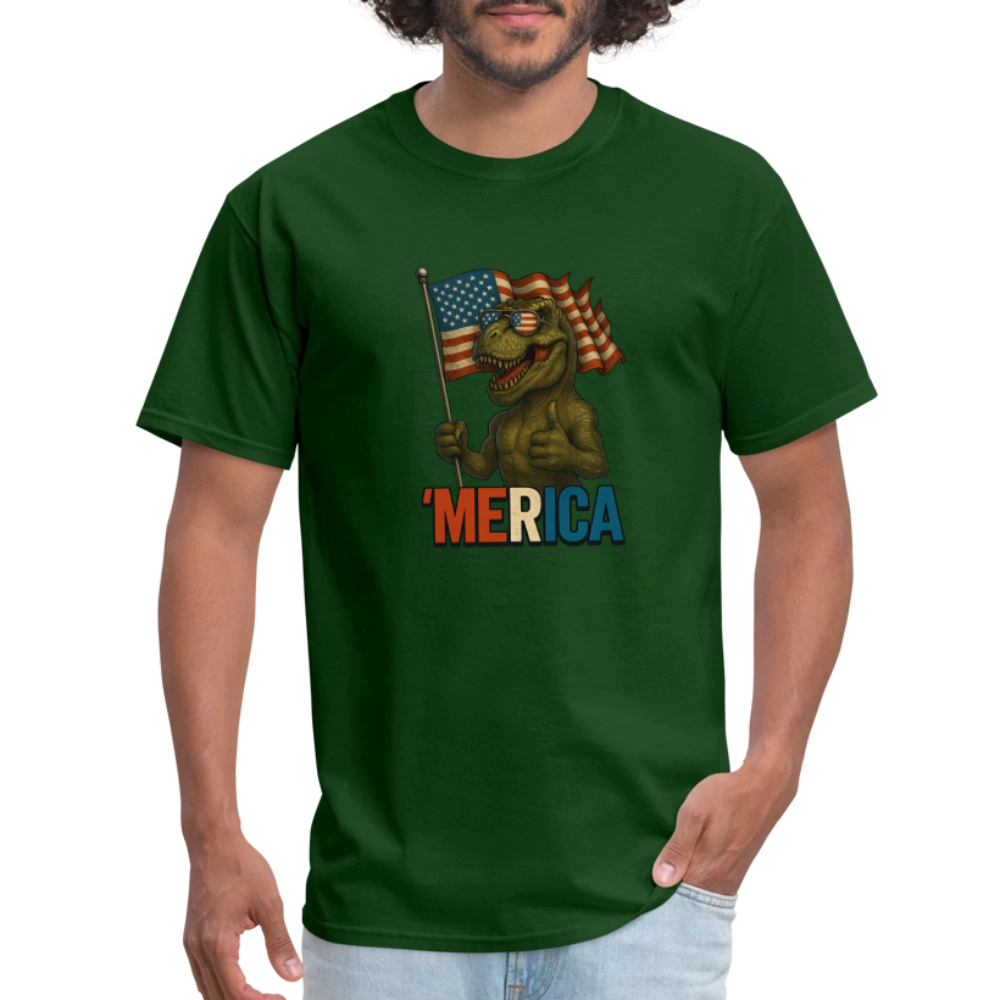 Thumbs Up Merica T Rex 4th of July Funny and Patriotic Unisex Classic T-Shirt - forest green