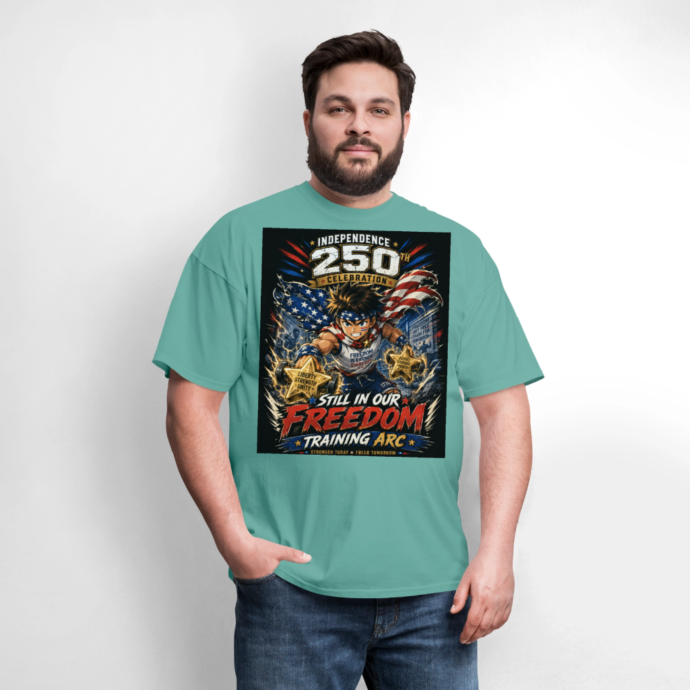 Patriotic T Shirt for July 4th Fans: Anime Hero Graphic - aquatic