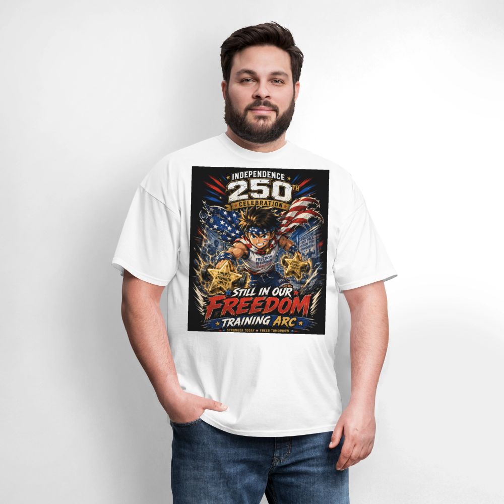 Patriotic T Shirt for July 4th Fans: Anime Hero Graphic - white