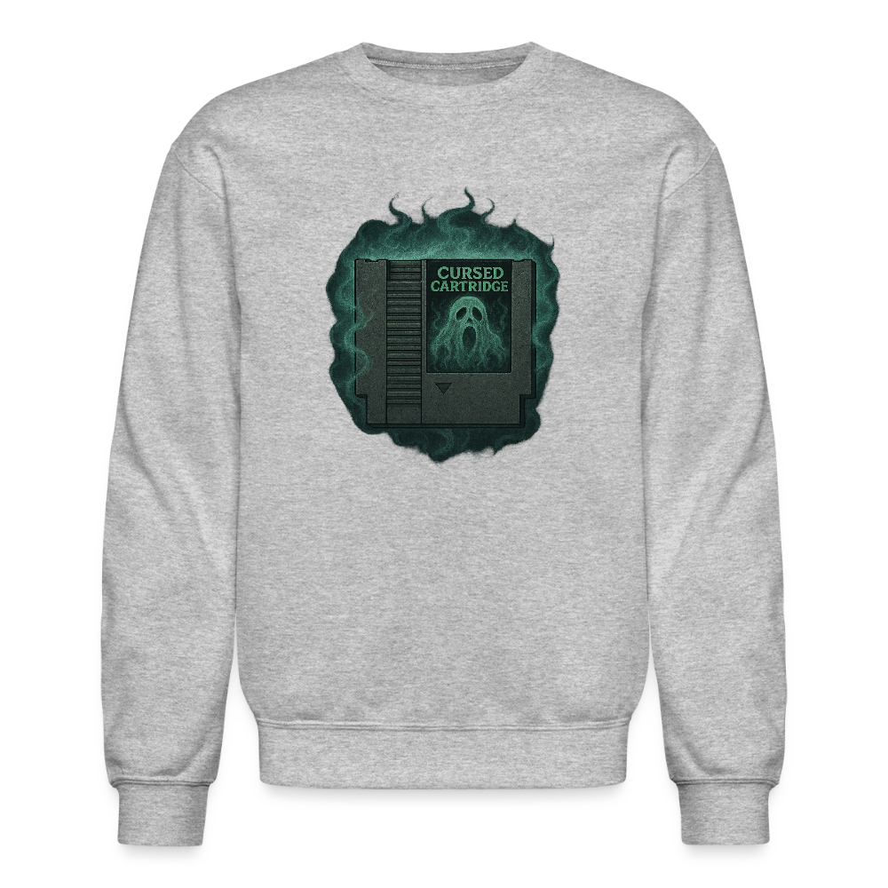 Haunted Retro Gamer Cursed Cartridge Crewneck Sweatshirt - heather gray
