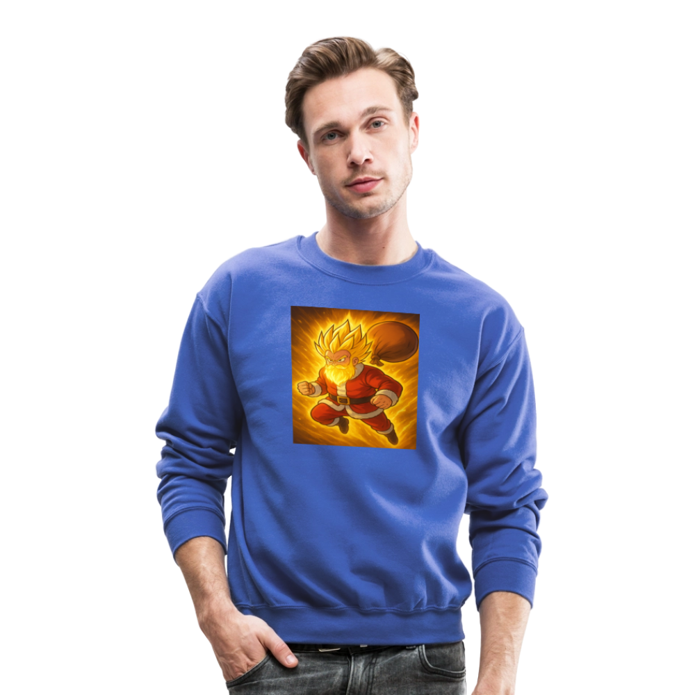 Super Powered Santa Anime Meme Crewneck Sweatshirt - royal blue