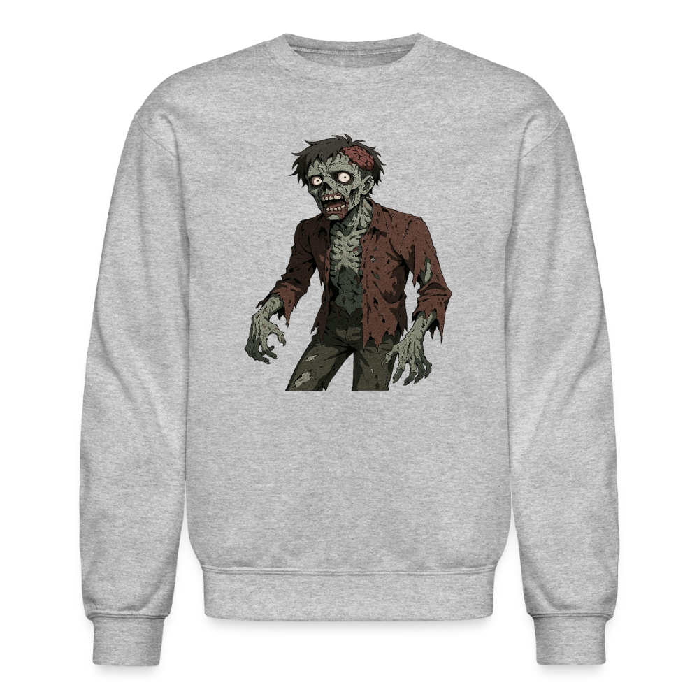 Creepy Zombie Horror Art Crewneck Sweatshirt - heather gray