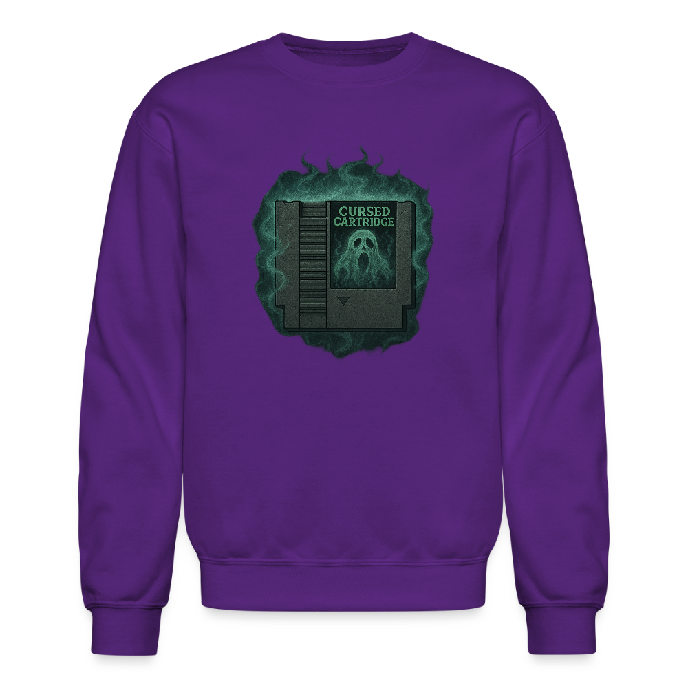 Haunted Retro Gamer Cursed Cartridge Crewneck Sweatshirt - purple