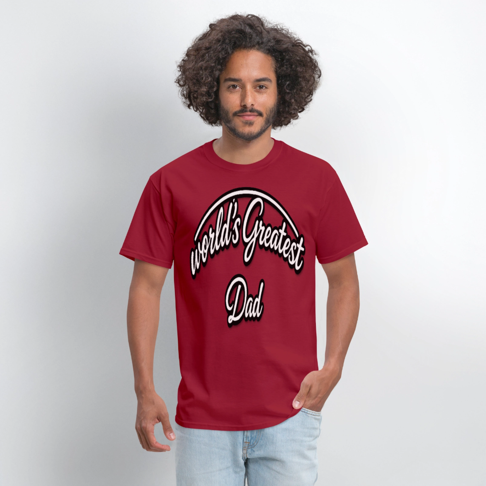 Dad Appreciation T Shirt: Worlds Greatest Dad Script - dark red