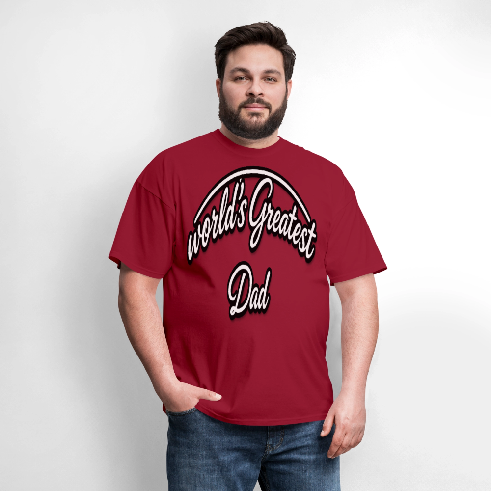 Dad Appreciation T Shirt: Worlds Greatest Dad Script - dark red