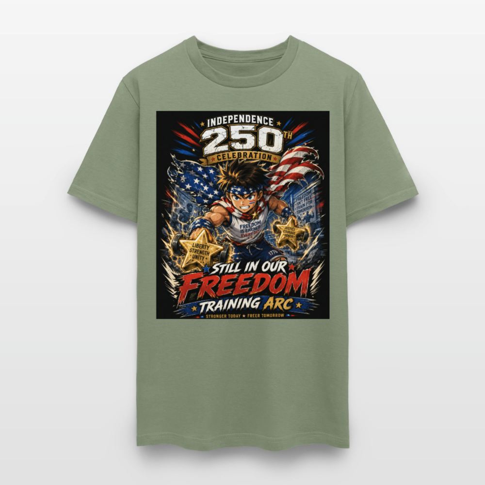 Patriotic T Shirt for July 4th Fans: Anime Hero Graphic - military green