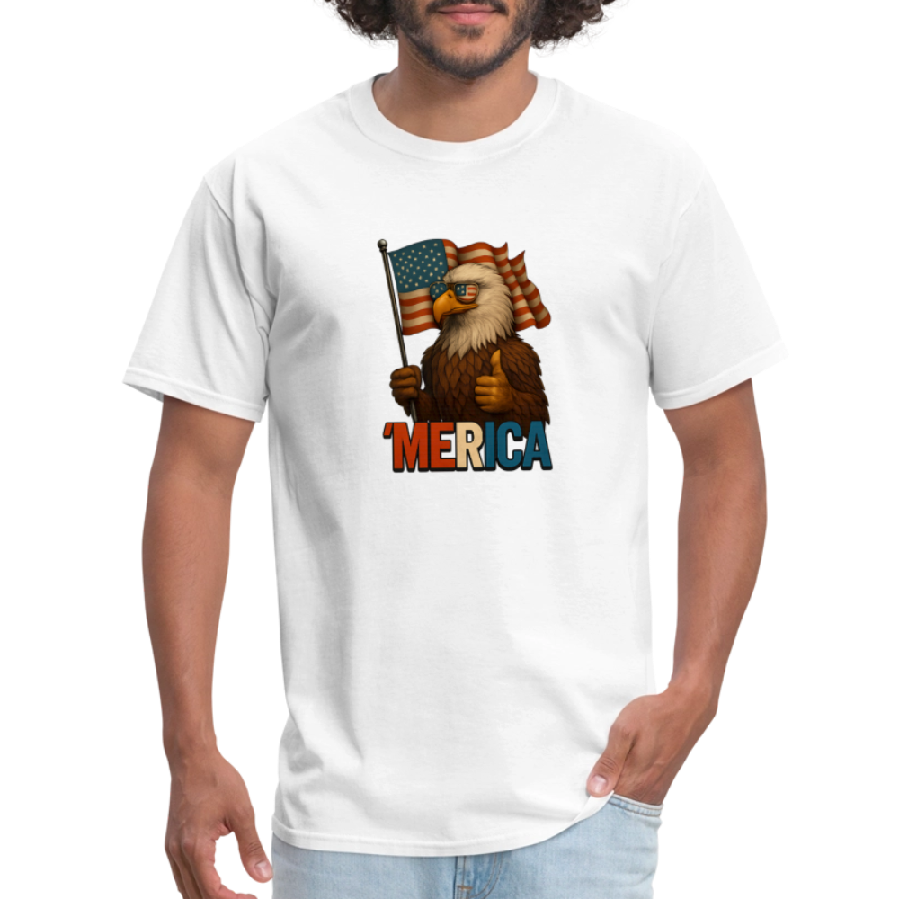 Thumbs Up Merica Eagle 4th of July Funny and Patriotic Unisex Classic T-Shirt - white