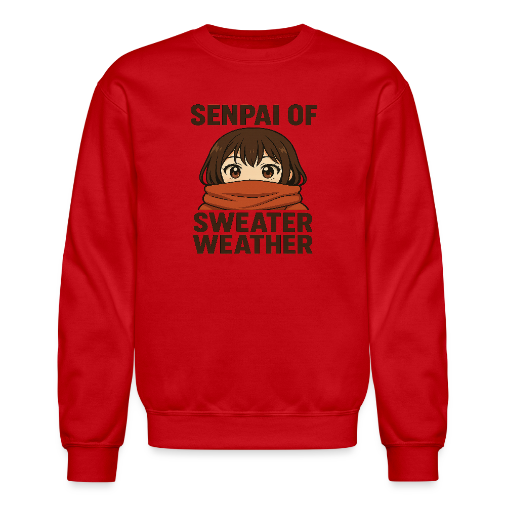 Senpai of Sweater Weather Anime Meme Crewneck Sweatshirt - red