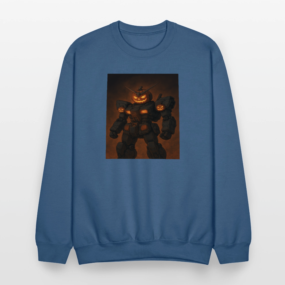 Pumpkin Mech Halloween Robot Crewneck Sweatshirt - indigo blue